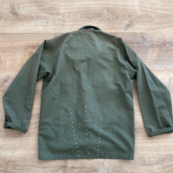 Shop Planet Blue vintage Army reworked studded shirt Jacket small/medium - Picture 7 of 9